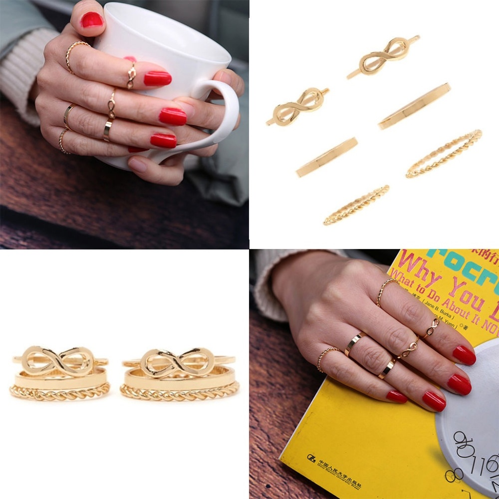 6 Pcs Set Gold Stack Above Knuckle Rings